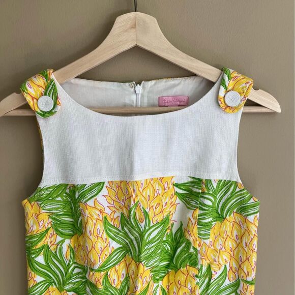 Lilly Pulitzer Pineapple Green Yellow Shift Dress size 2 - Picture 2 of 9